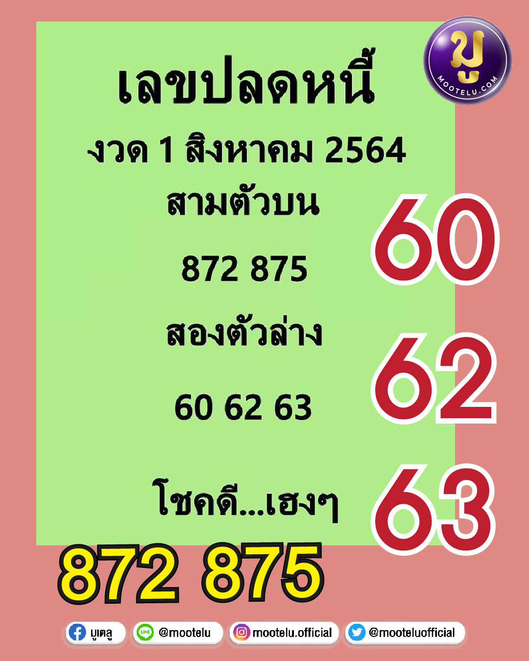 เลขปลดหนี้ 01-08-64