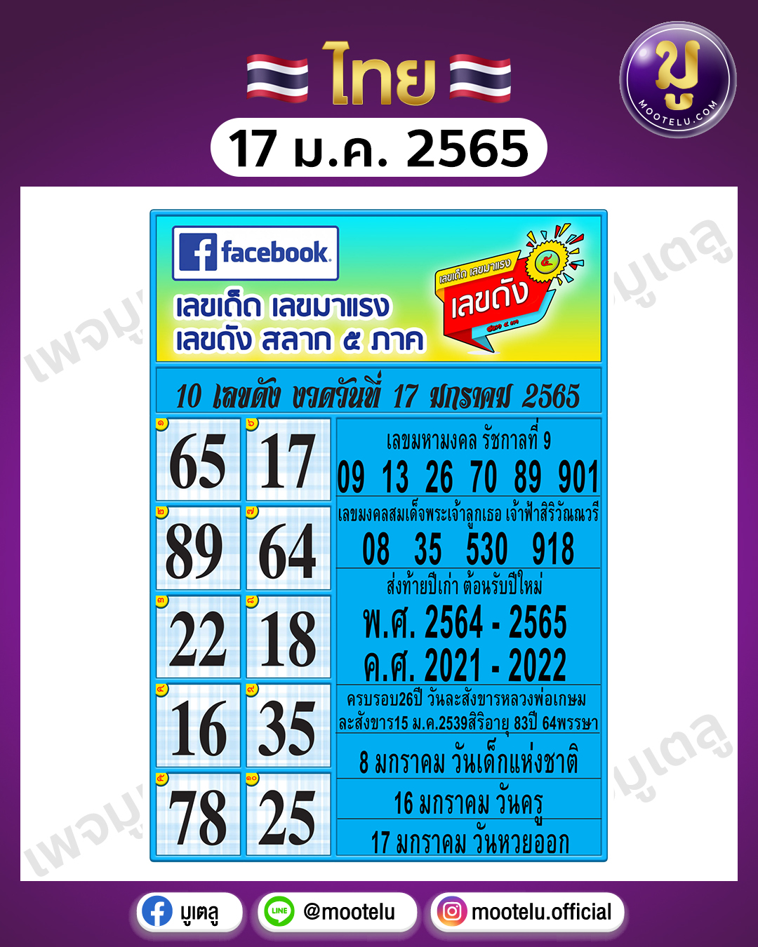 สิบเลขดัง 17-1-65
