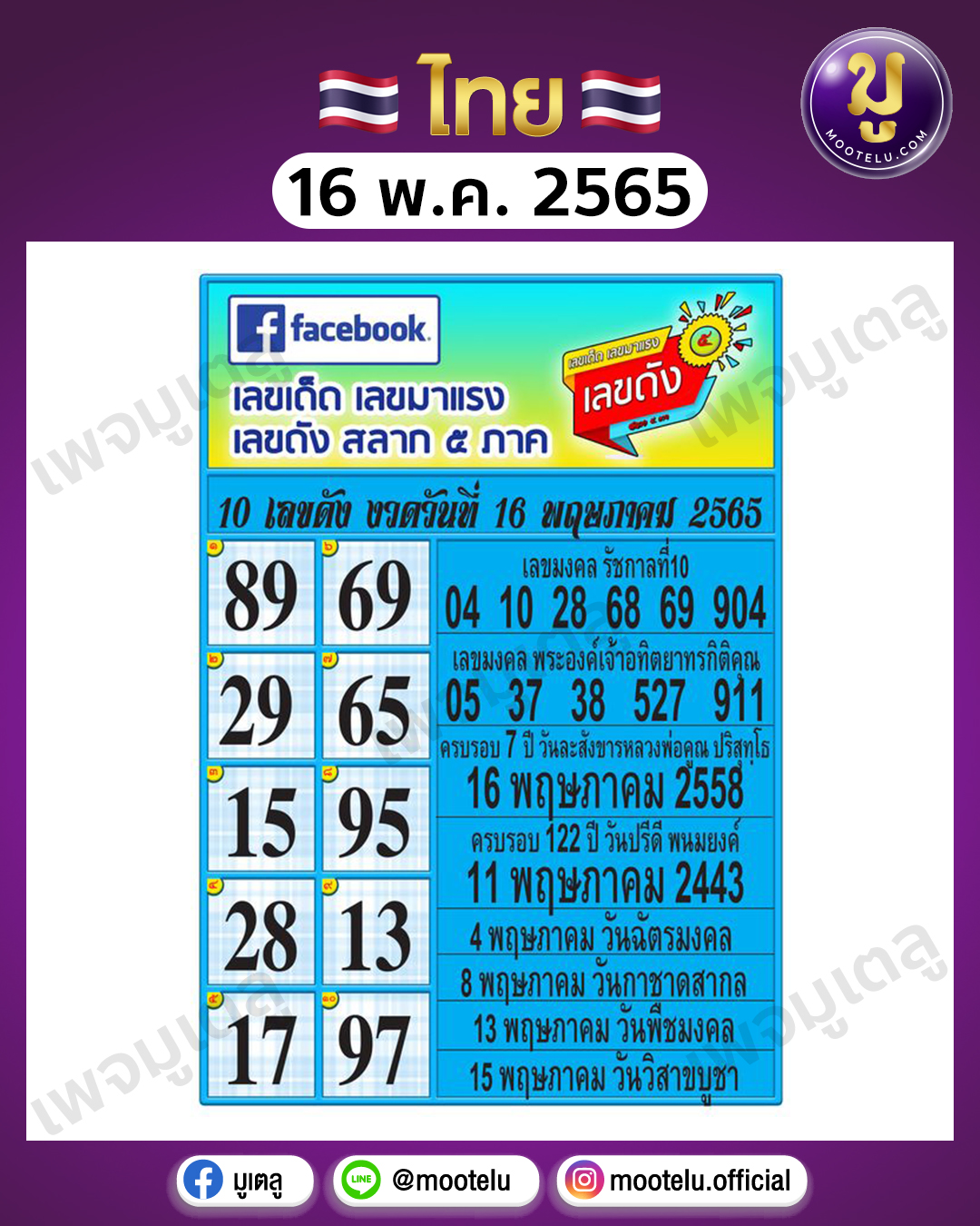 สิบเลขดัง 16-5-65