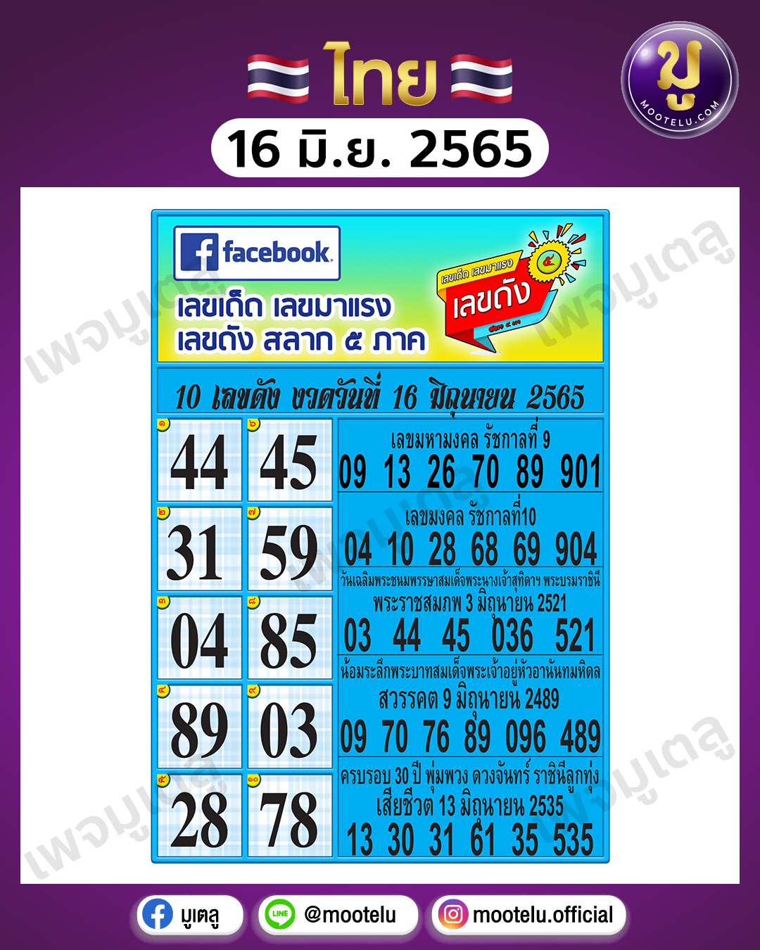 สิบเลขดัง 16-6-65