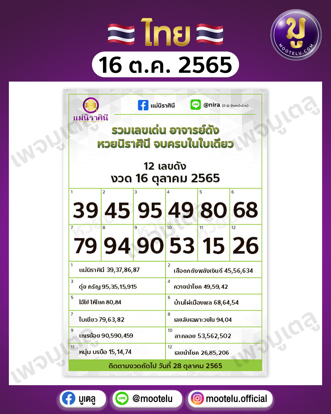 แม่นิราศินี ใบเขียว 16-10-65