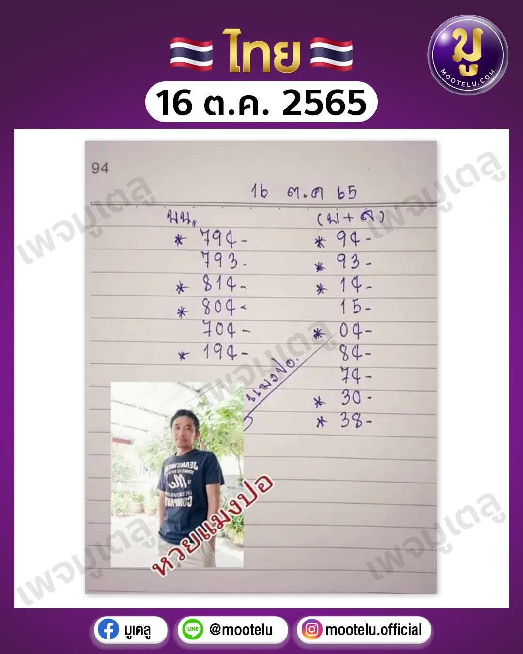 หวยแมงปอ 16-10-65