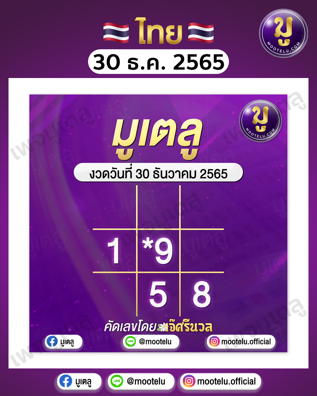 เลขมงคลมูเตลู - 30-12-65