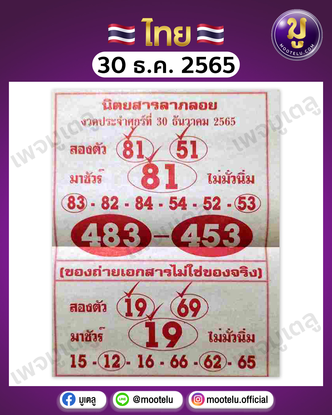หวยลาภลอย 30-12-65