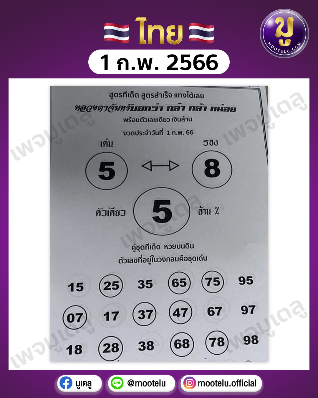 หวยหลวงตาจันทร์ 1-2-66