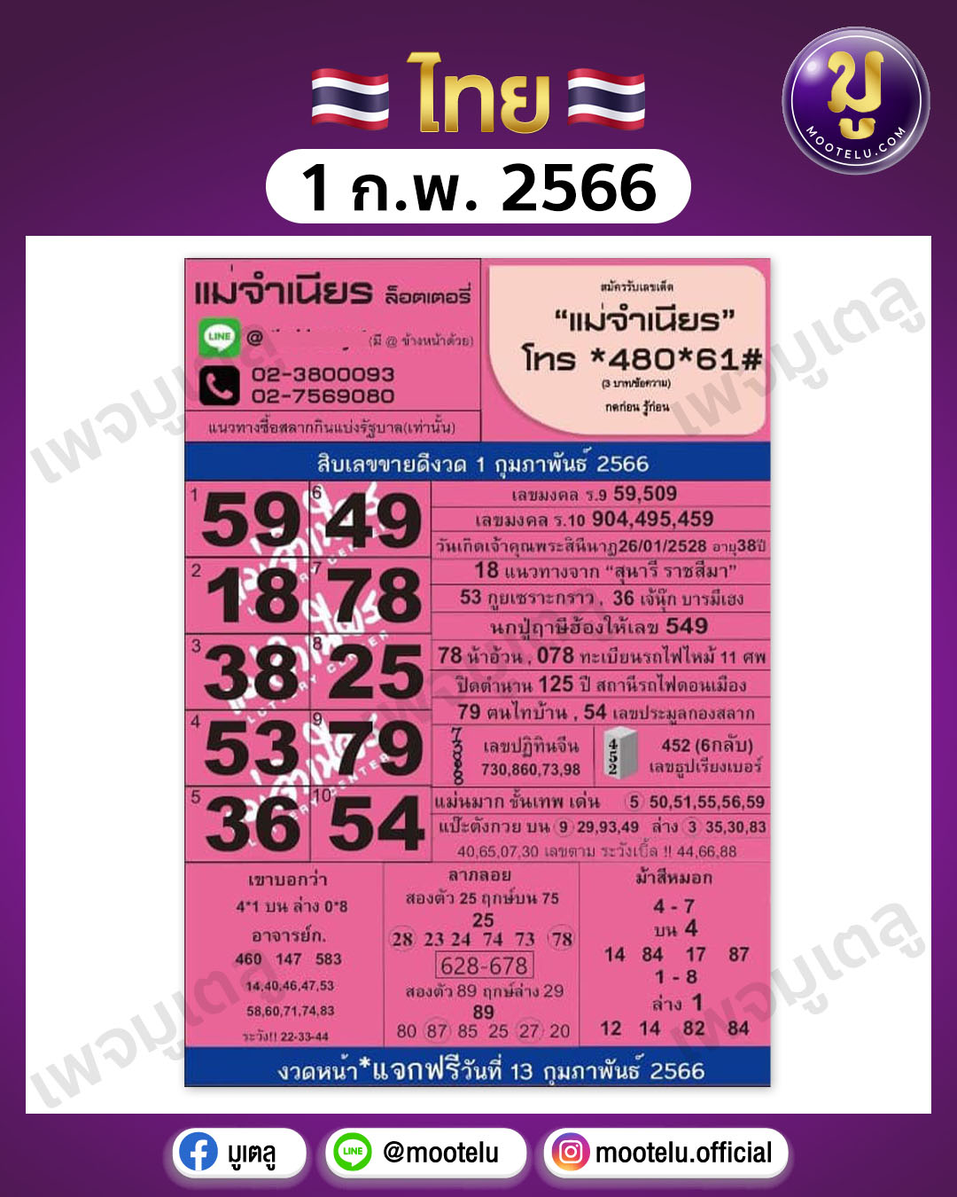 หวยแม่จำเนียร 1-2-66 