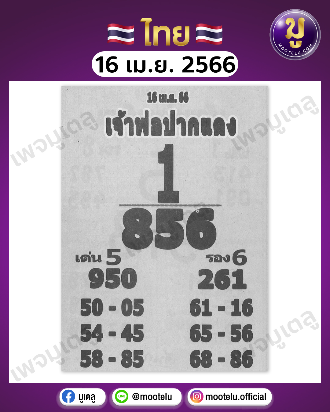หวยหลวงพ่อปากแดง16-4-66 