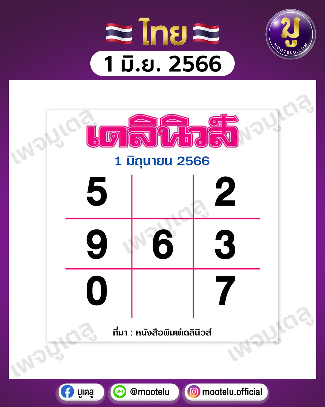 หวยเดลินิวส์ 1-6-66