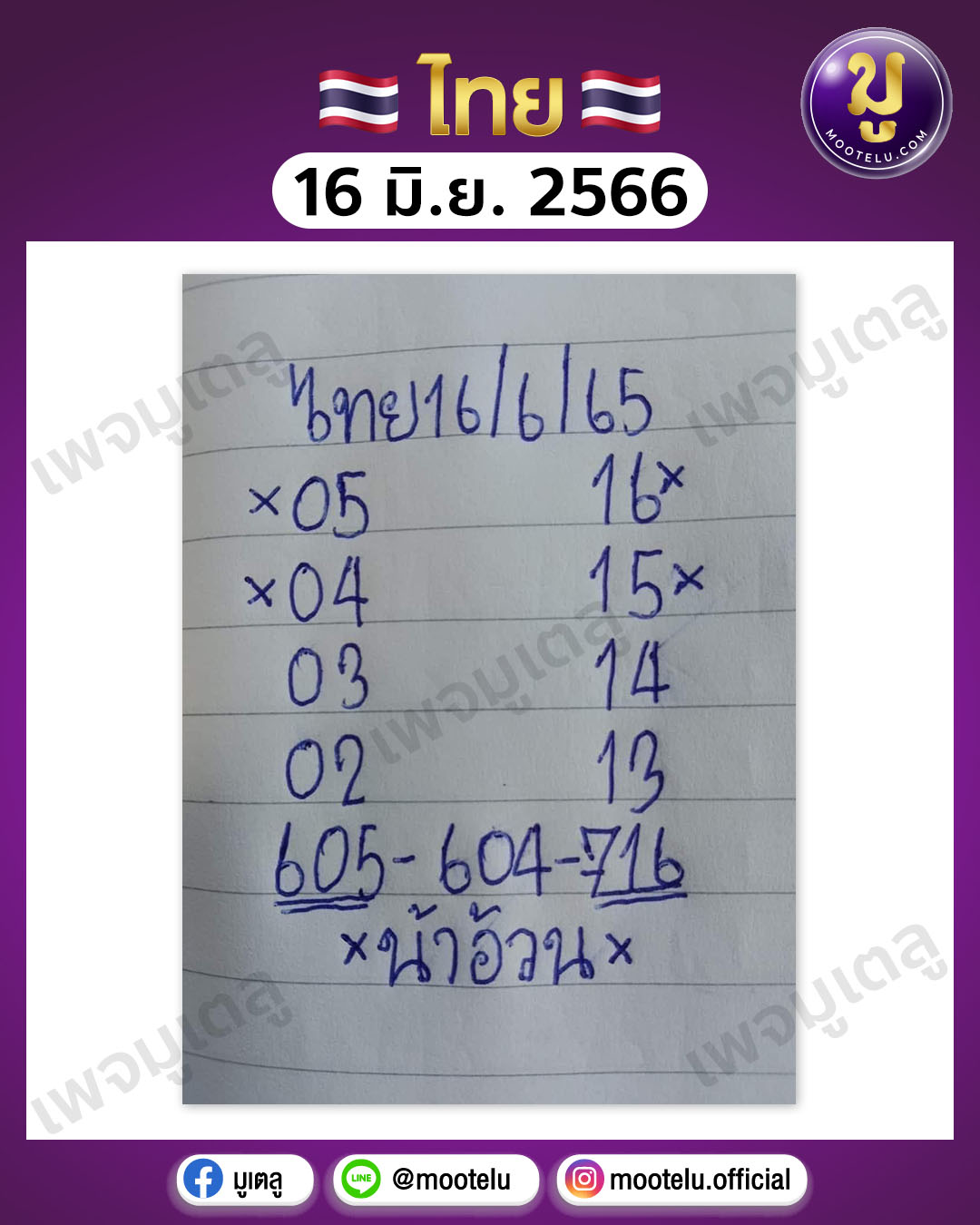 หวยน้าอ้วน 16-6-66 