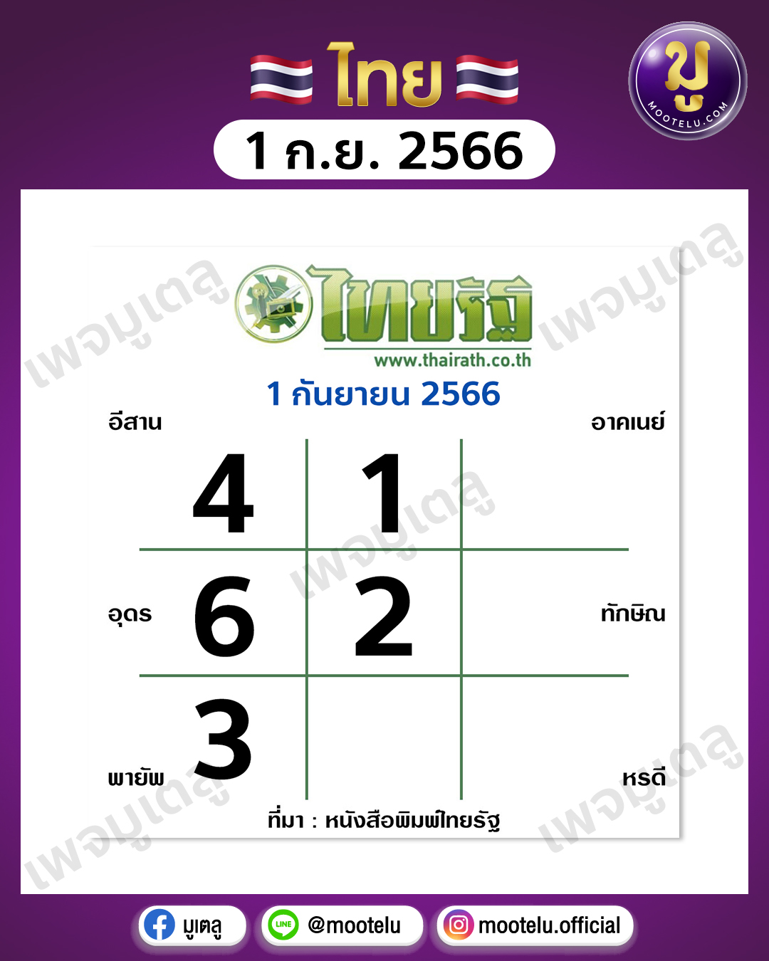 หวยไทยรัฐ 1-9-66