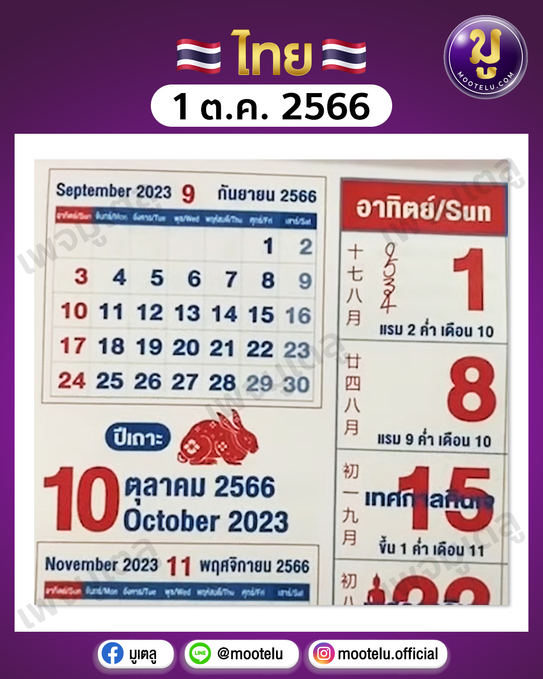 เลขปฏิทินจีน 1-10-66 