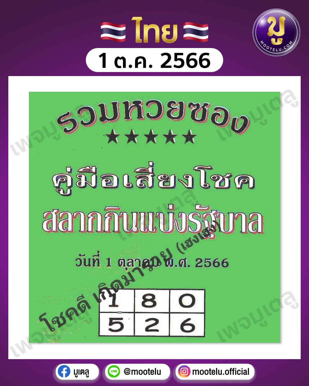 หวยปกเขียว 1-10-66