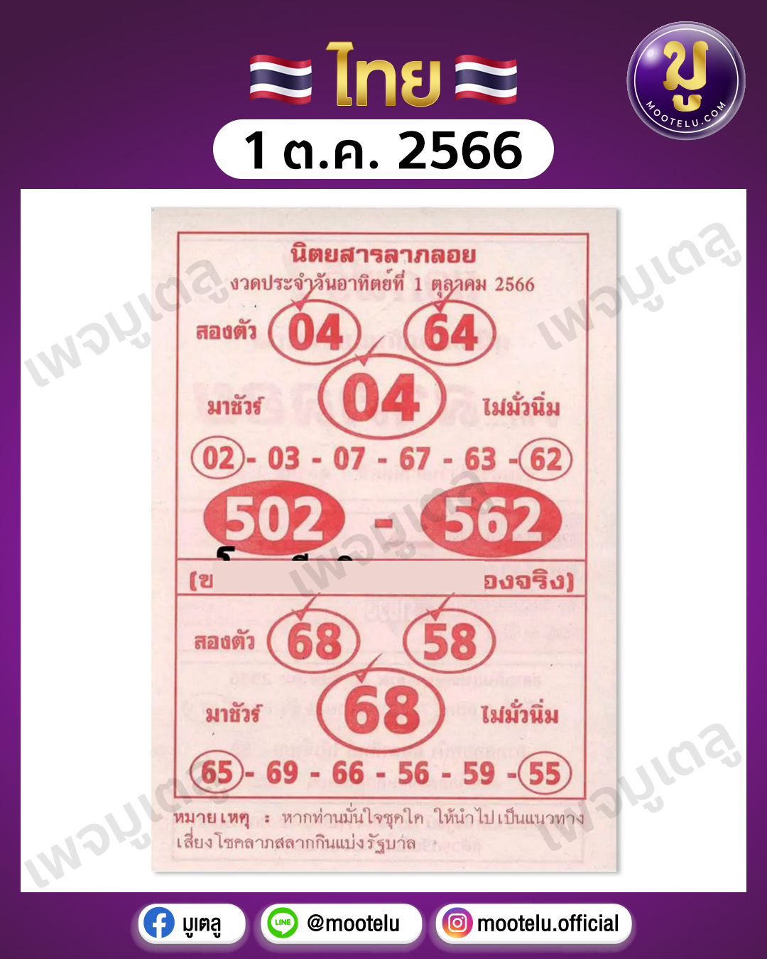 หวยลาภลอย 1-10-66