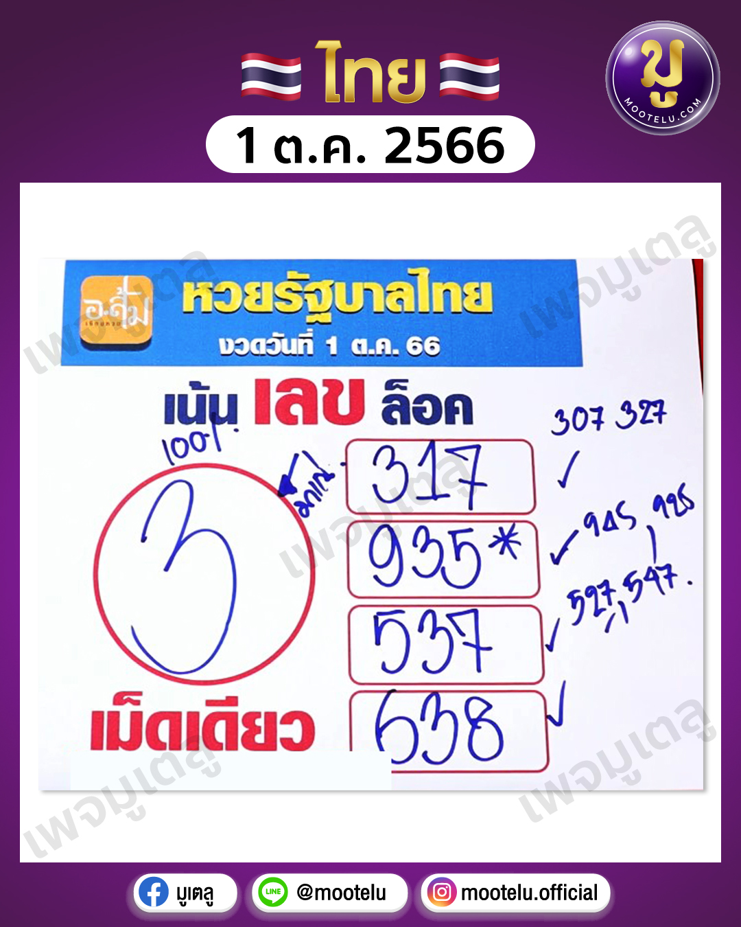 หวยอ.ส้ม 1-10-66 