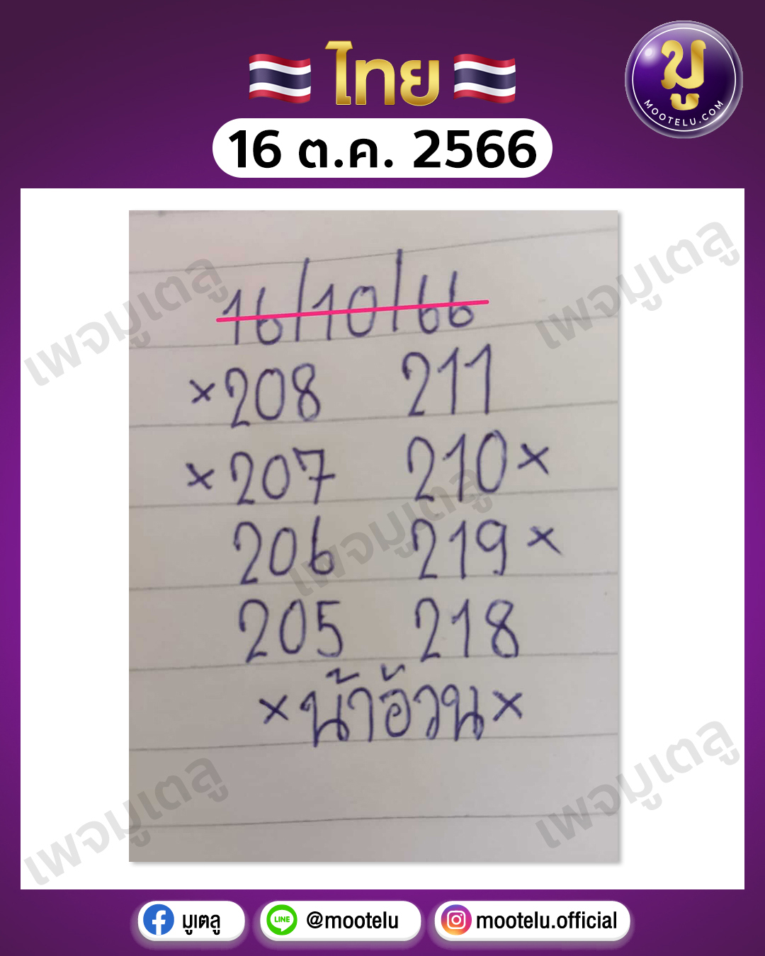 หวยน้าอ้วน 16-10-66 