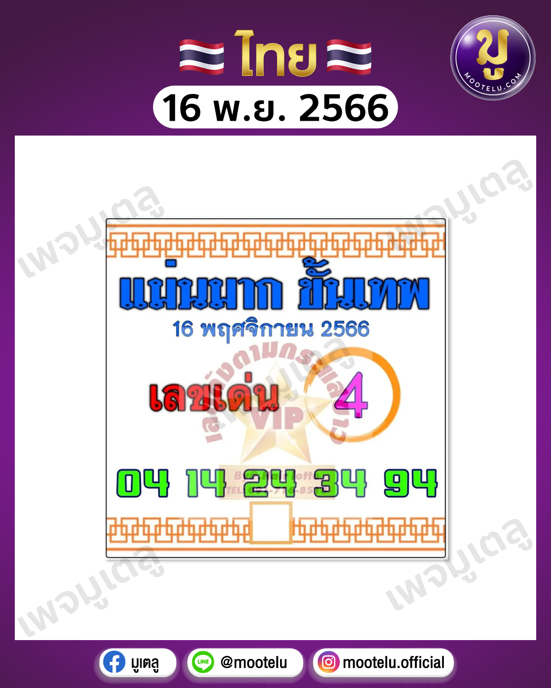 แม่นมากขั้นเทพ 16-11-66 