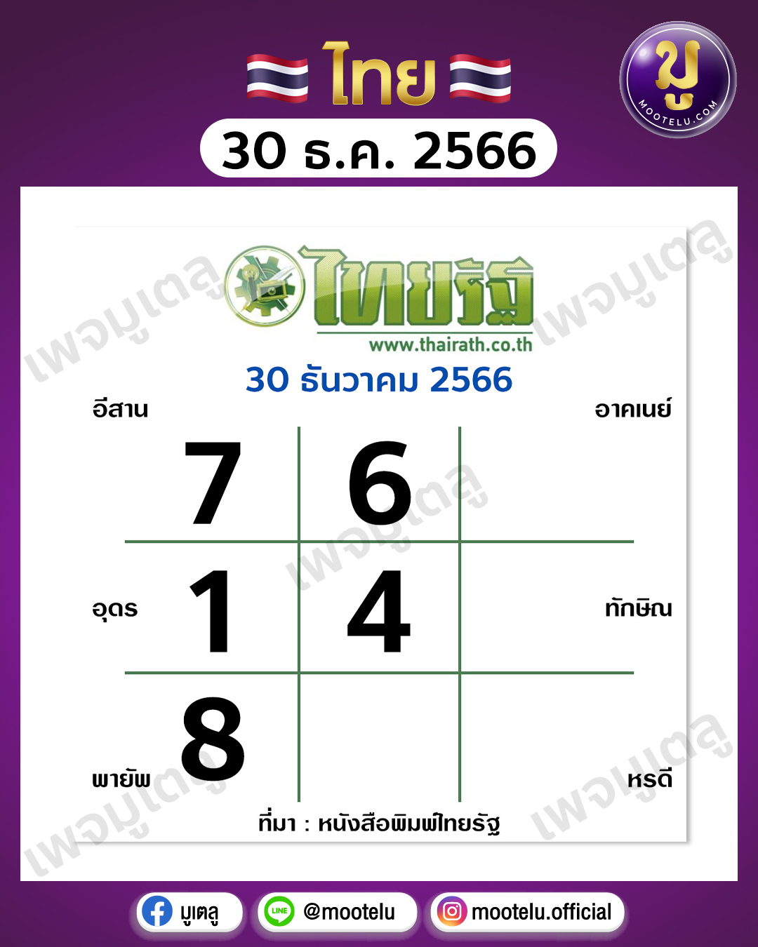 หวยไทยรัฐ 30-12-66 