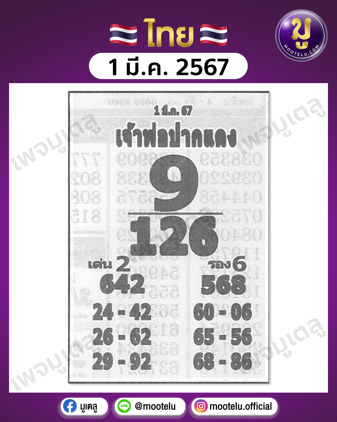 หวยหลวงพ่อปากแดง 1-3-67 