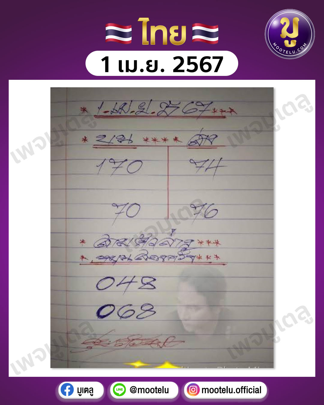 หวยดุ่ย ภรัญฯ 1-4-67 