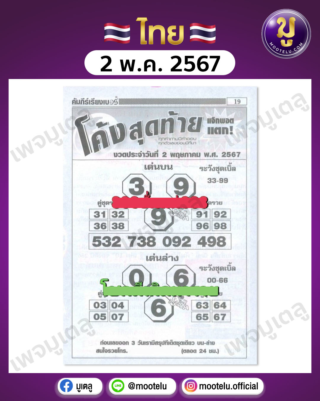 หวยโค้งสุดท้าย 2-5-67 