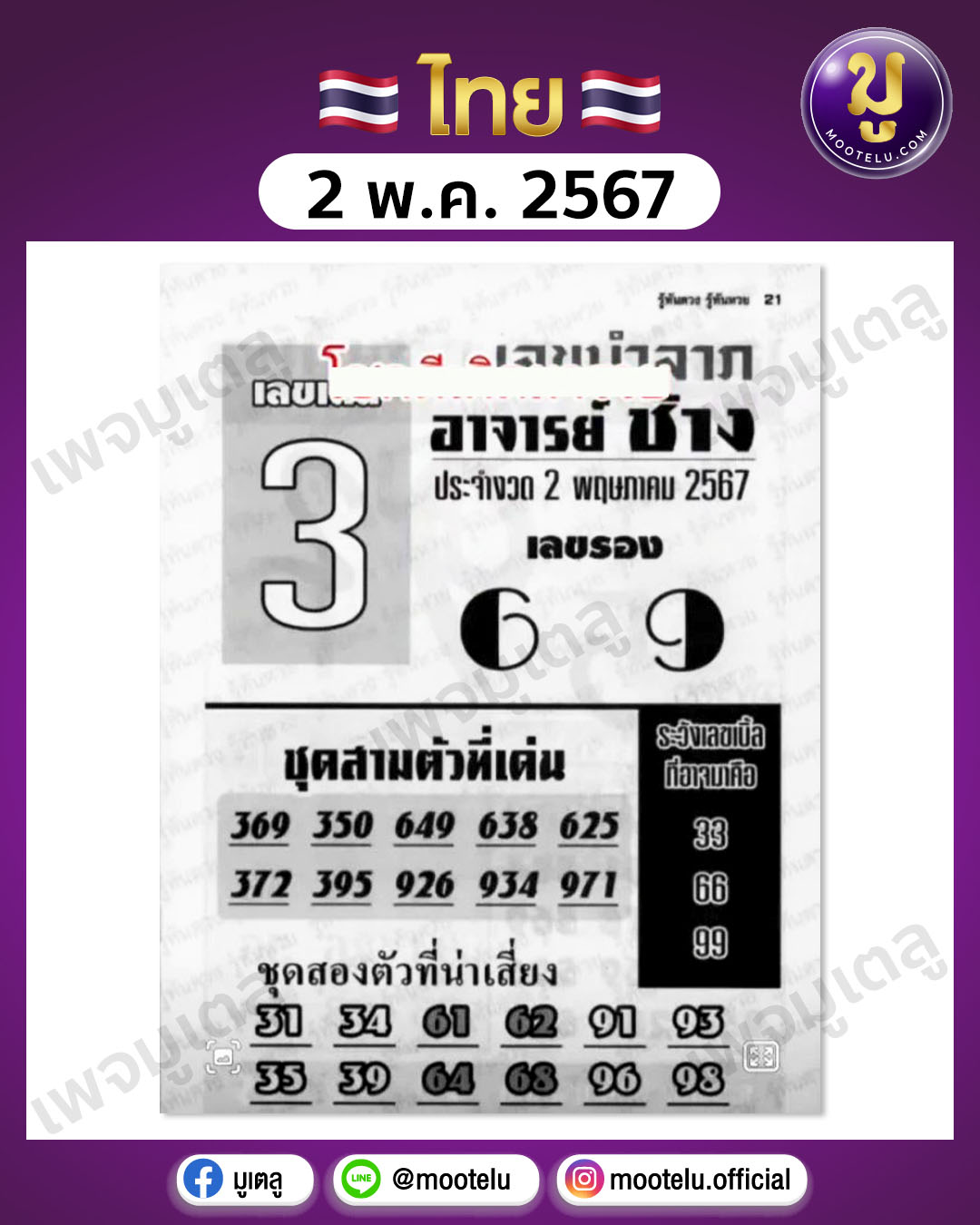 หวยอาจารย์ช้าง 2-5-67 