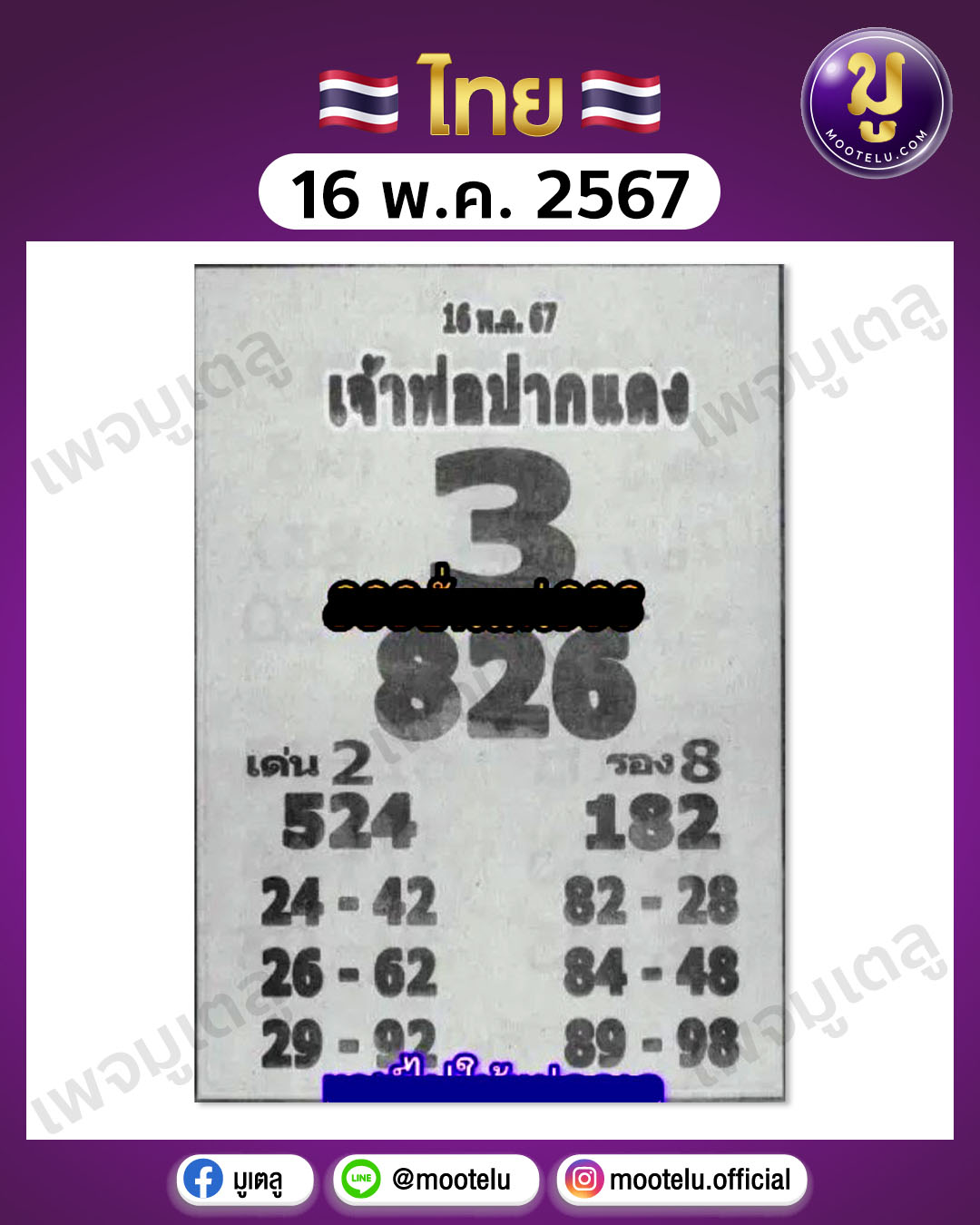 หวยหลวงพ่อปากแดง 16-5-67 
