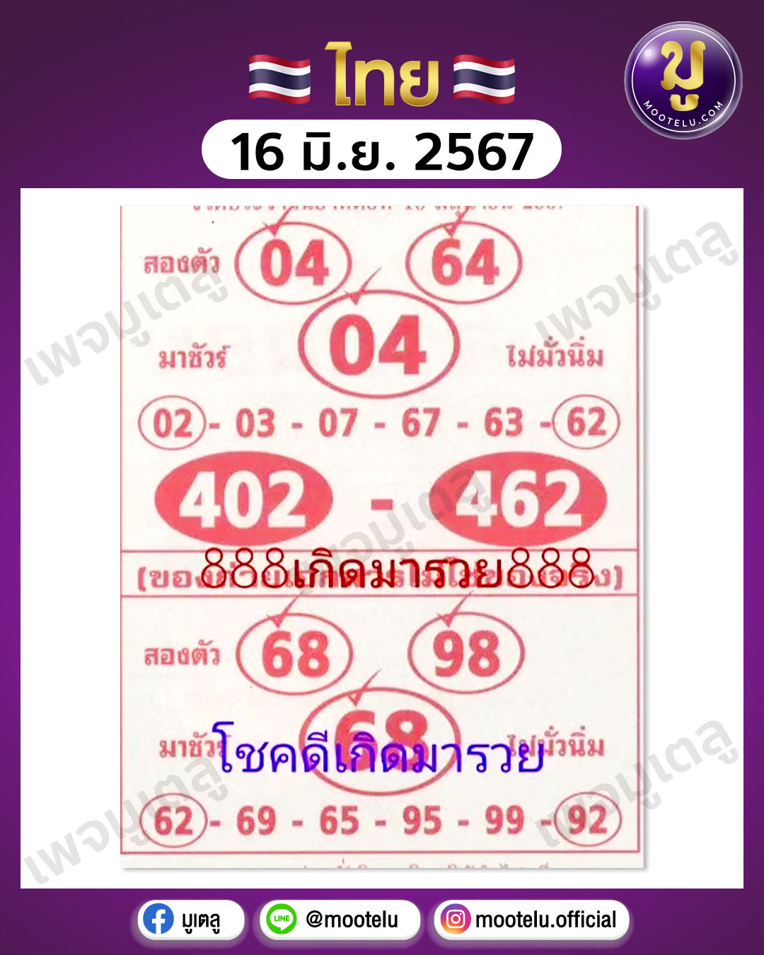 หวยลาภลอย 16-6-67 