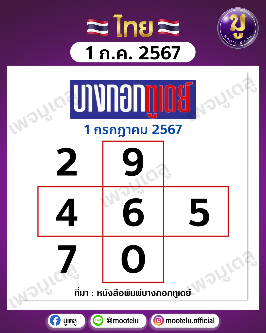 หวยบางกอกทูเดย์ 1-7-67 