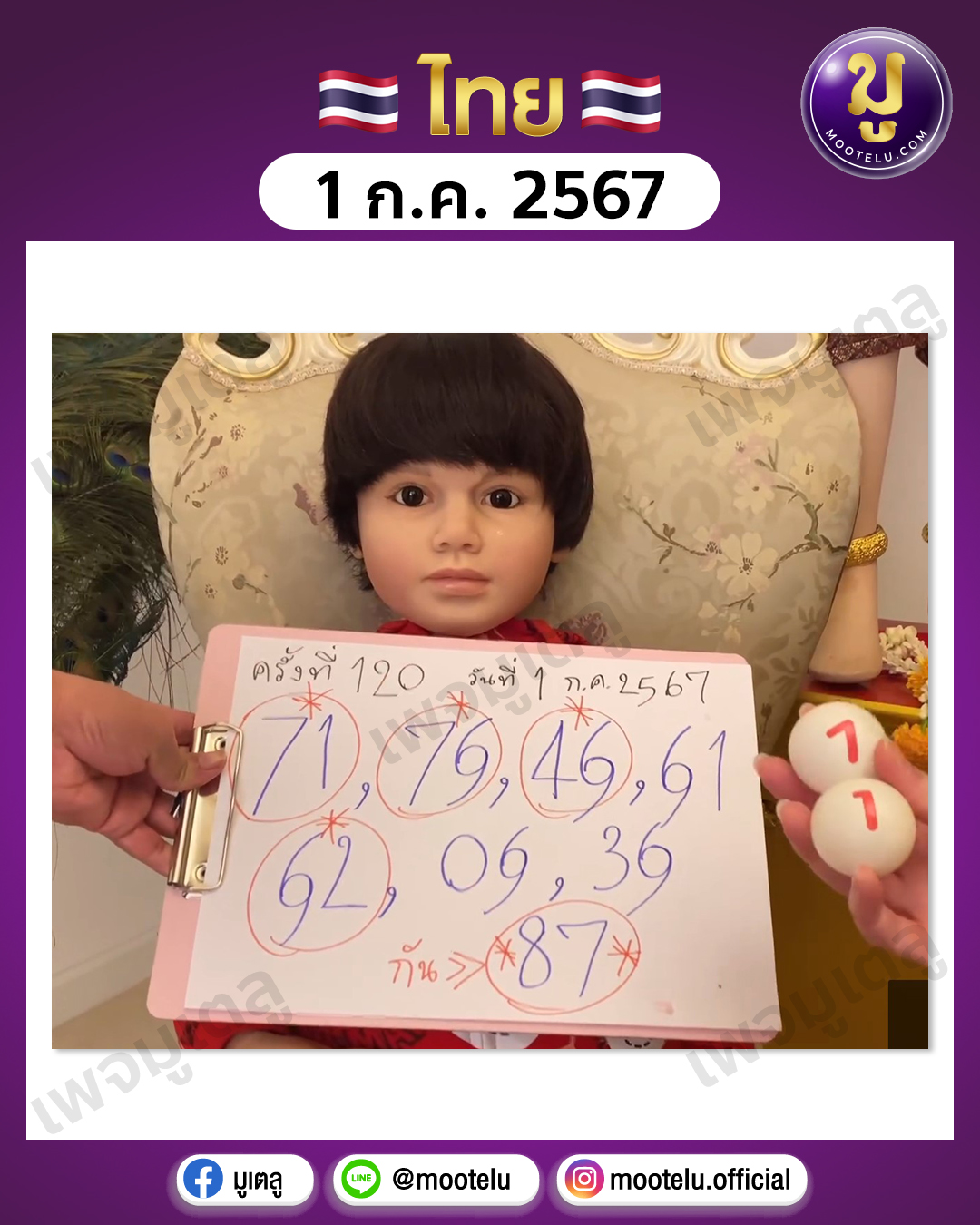 หวยเพชรกล้า 1-7-67 