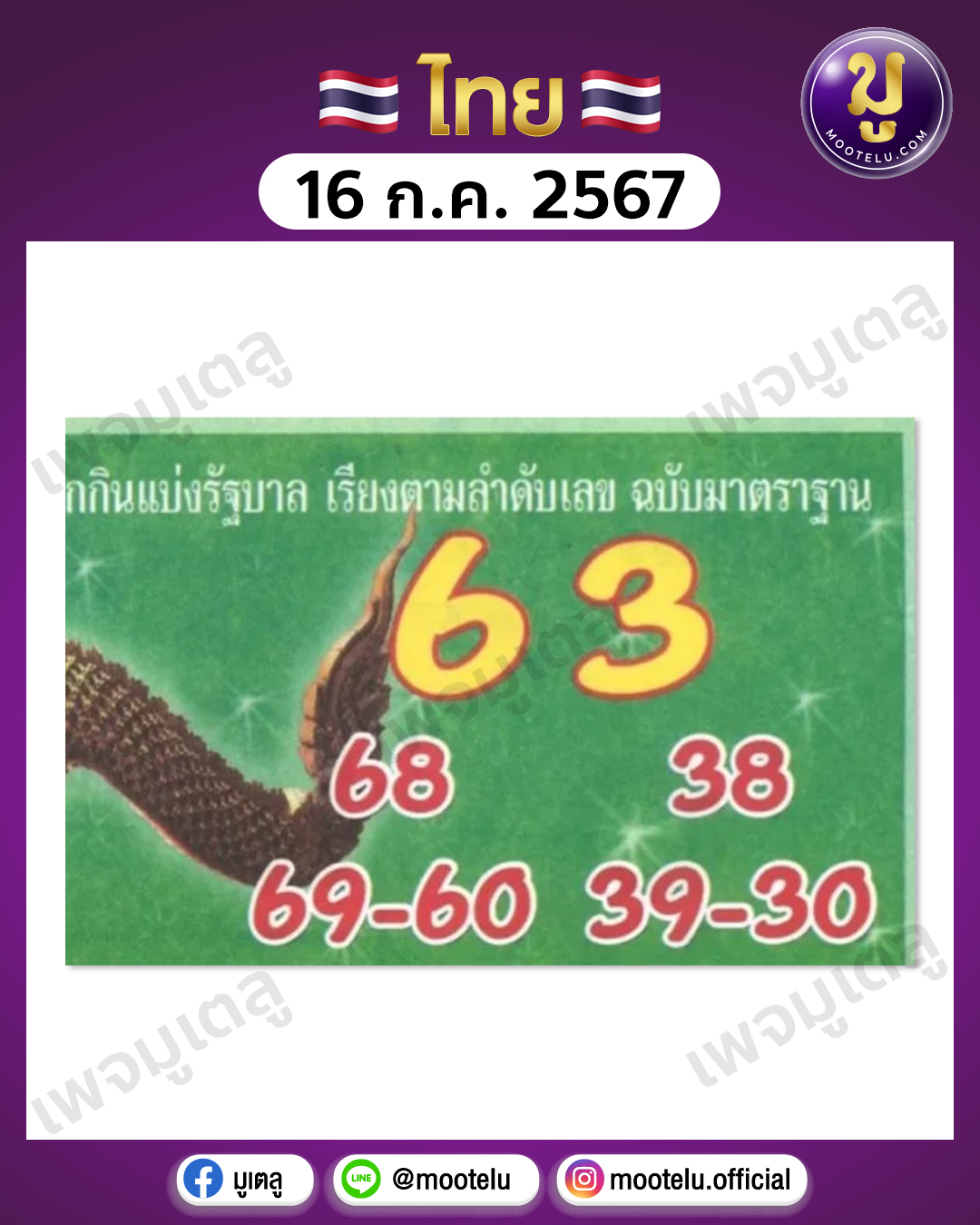 หวยคำชะโนด 16-7-67 